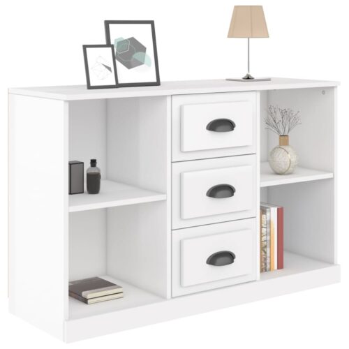Sideboard High Gloss White 104.5x35.5x67.5cm Engineered Wood - Image 8