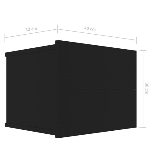 Bedside Cabinet Black 40x30x30cm Engineered Wood - Image 7