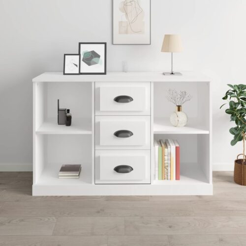 Sideboard High Gloss White 104.5x35.5x67.5cm Engineered Wood - Image 12