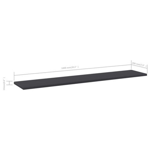 Bookshelf Boards 4pcs Grey 100x20x1.5cm Engineered Wood - Image 5