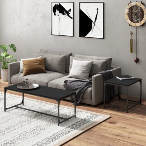 Coffee Tables 2pcs Black Engineered Wood - Image 3