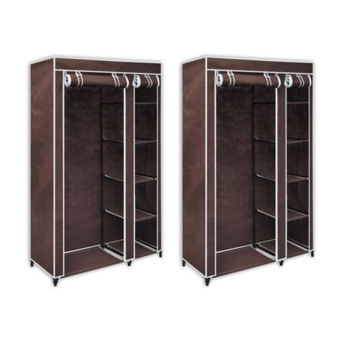 Fabric Wardrobes 2pcs Brown