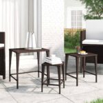 Nesting Tables 3pcs Brown Poly Rattan