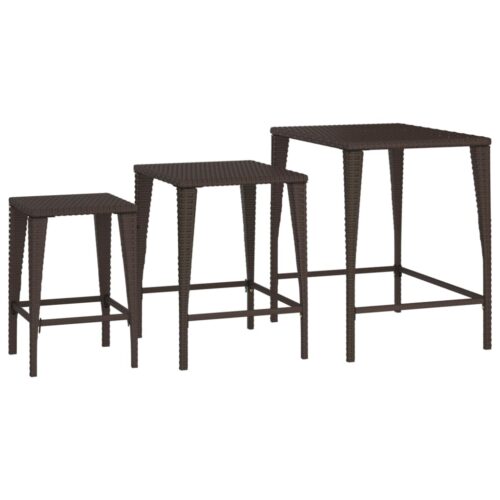 Nesting Tables 3pcs Brown Poly Rattan - Image 4