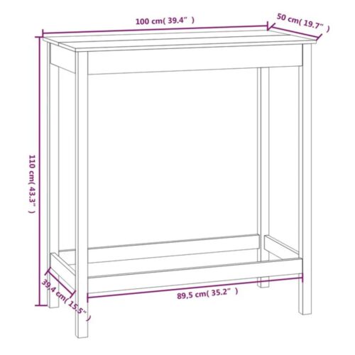 Bar Table 100x50x110cm Solid Wood Pine - Image 8