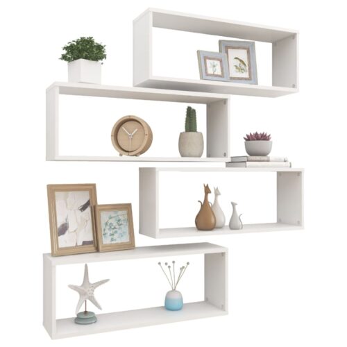 Wall Cube Shelves 4pcs White 60x15x23cm Engineered Wood - Image 3