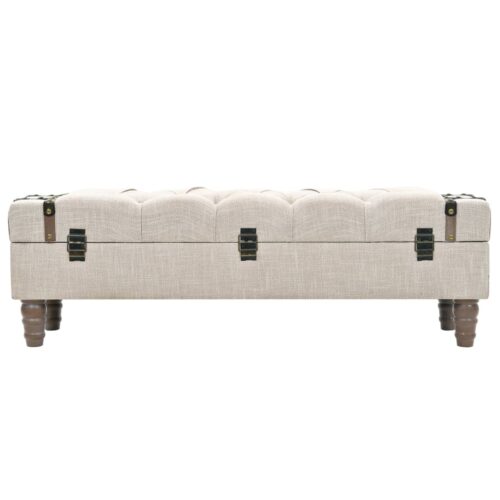 Storage Bench Solid Wood Steel 111x34x37cm - Image 3