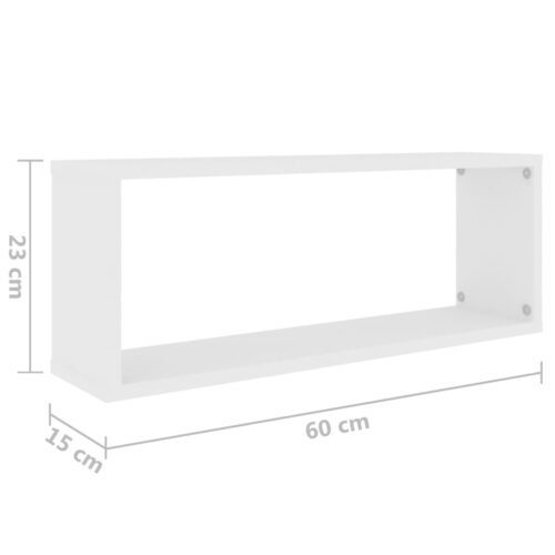 Wall Cube Shelves 4pcs White 60x15x23cm Engineered Wood - Image 9