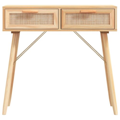 Console Table Brown 80x30x75cm Solid Wood Pine Natural Rattan - Image 4