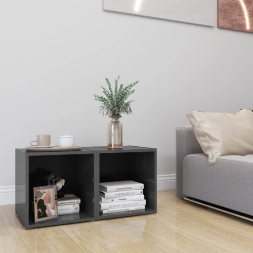 TV Cabinets 2pcs High Gloss Grey 37x35x37cm Engineered Wood - Image 8