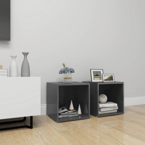 TV Cabinets 2pcs High Gloss Grey 37x35x37cm Engineered Wood - Image 10