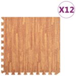 Floor Mats 12pcs Wood Grain 4.32m EVA Foam