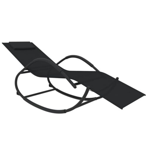 Rocking Sun Lounger Black Steel Textilene