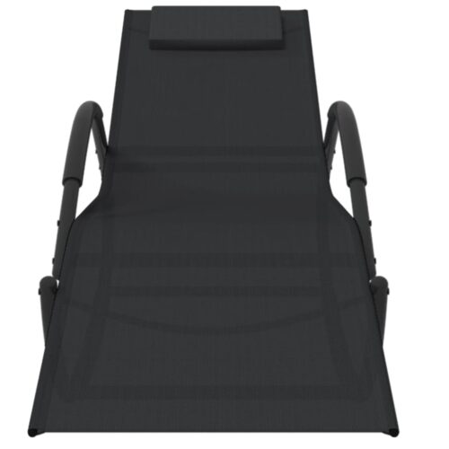 Rocking Sun Lounger Black Steel Textilene - Image 3