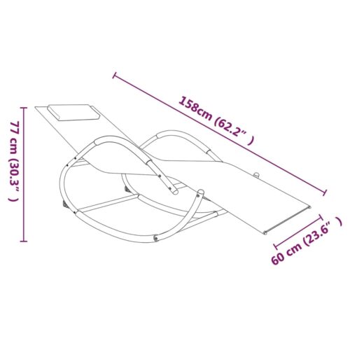 Rocking Sun Lounger Black Steel Textilene - Image 6