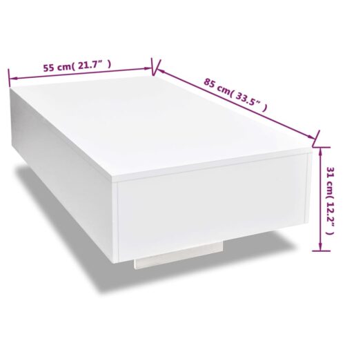 Coffee Table High Gloss White - Image 5