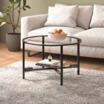 Tea Table Black Transparent 70cm Tempered Glass