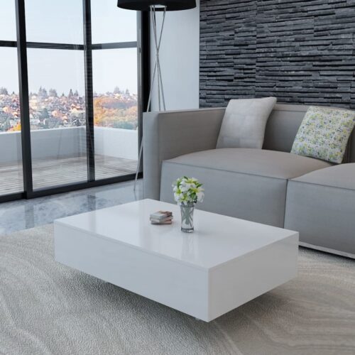 Coffee Table High Gloss White - Image 6