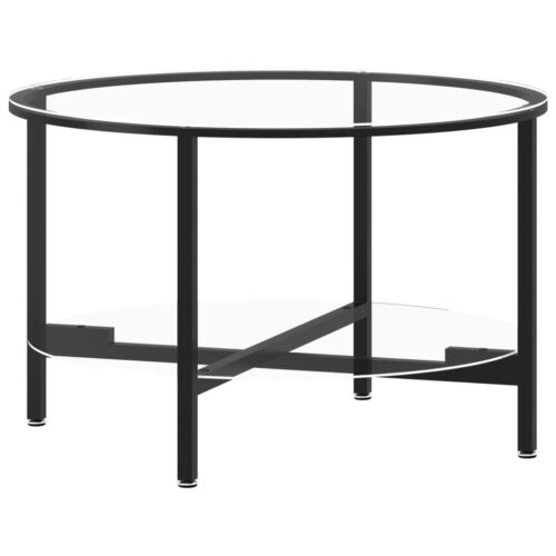 Tea Table Black Transparent 70cm Tempered Glass - Image 2
