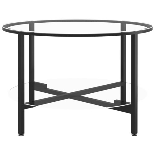 Tea Table Black Transparent 70cm Tempered Glass - Image 3