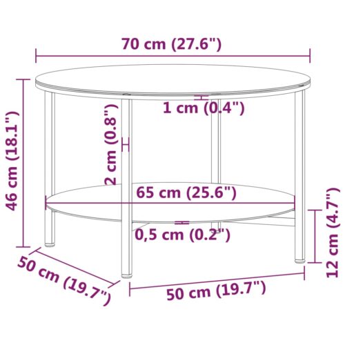 Tea Table Black Transparent 70cm Tempered Glass - Image 6