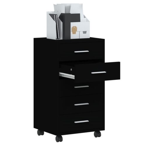 Wooden Chest Drawers Cabinet Dresser Tallboy Sideboard Storage Rack on Wheels - Image 3