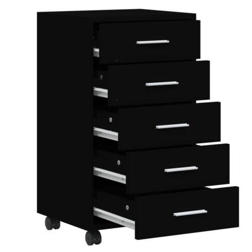 Wooden Chest Drawers Cabinet Dresser Tallboy Sideboard Storage Rack on Wheels - Image 5