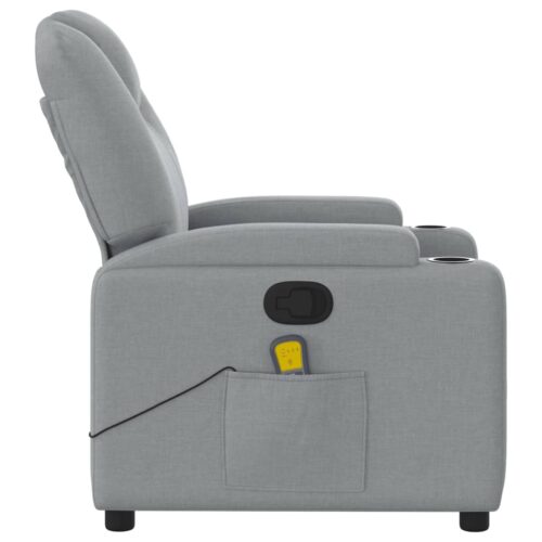 Massage Recliner Chair Light Grey Fabric - Image 8