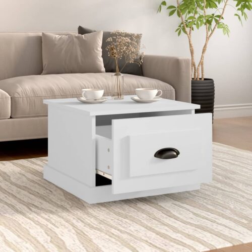 Coffee Table White 50x50x35cm Engineered Wood - Image 3
