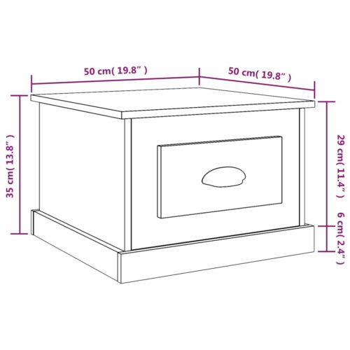 Coffee Table White 50x50x35cm Engineered Wood - Image 10