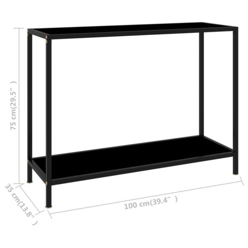 Console Table Black 100x35x75cm Tempered Glass - Image 6