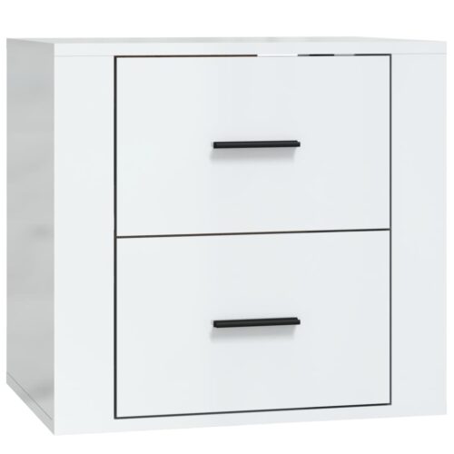 Wall-mounted Bedside Cabinet High Gloss White 50x36x47cm - Image 2