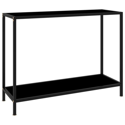 Console Table Black 100x35x75cm Tempered Glass - Image 8