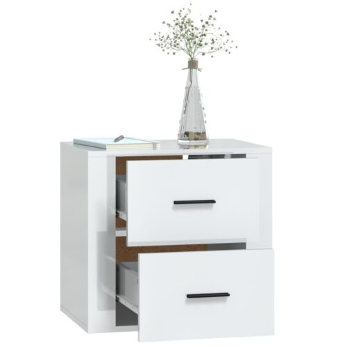 Wall-mounted Bedside Cabinet High Gloss White 50x36x47cm - Image 5
