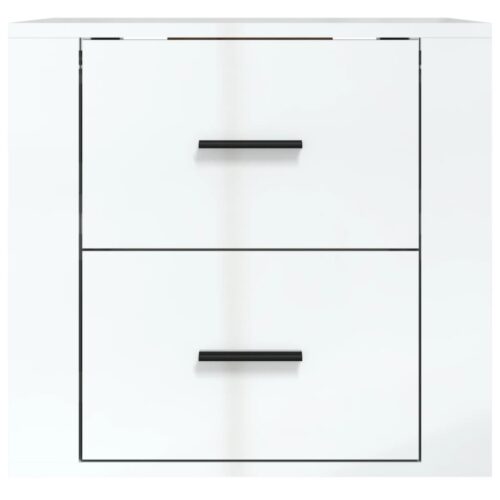 Wall-mounted Bedside Cabinet High Gloss White 50x36x47cm - Image 6