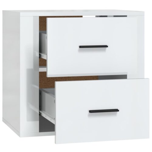 Wall-mounted Bedside Cabinet High Gloss White 50x36x47cm - Image 8