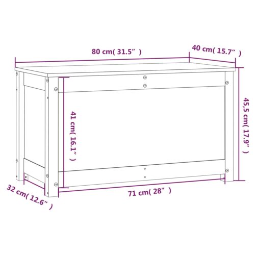 Storage Box 80x40x45.5cm Solid Wood Pine - Image 10