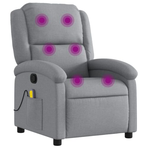 Massage Recliner Chair Light Grey Fabric - Image 2