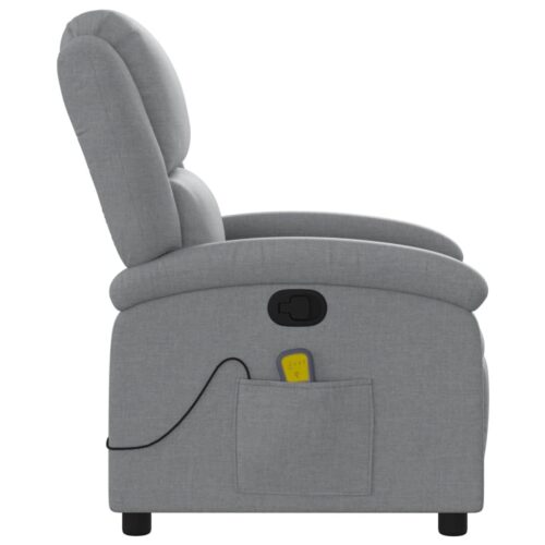 Massage Recliner Chair Light Grey Fabric - Image 8