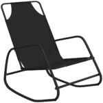 Rocking Sun Lounger Black Steel Textilene