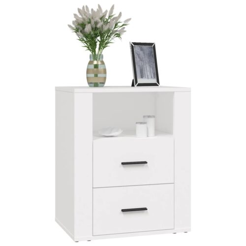 Bedside Cabinet White 50x36x60cm Engineered Wood - Image 4