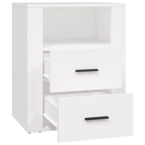 Bedside Cabinet White 50x36x60cm Engineered Wood - Image 7