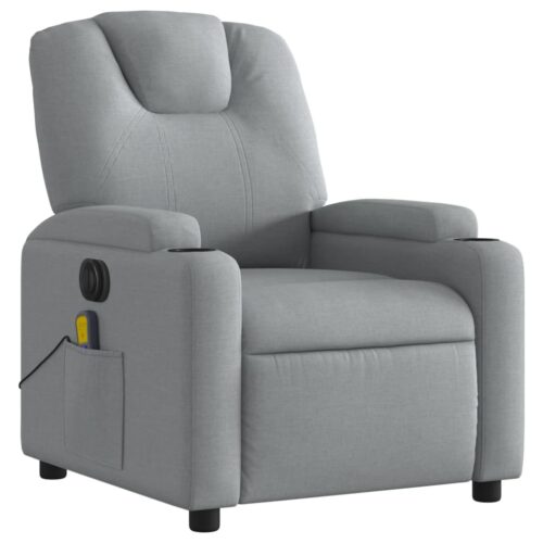 Electric Massage Recliner Chair Light Grey Fabric - Image 3