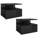 Floating Nightstands 2pcs High Gloss Black 40x31x27cm Engineered Wood