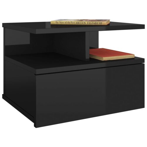 Floating Nightstands 2pcs High Gloss Black 40x31x27cm Engineered Wood - Image 3