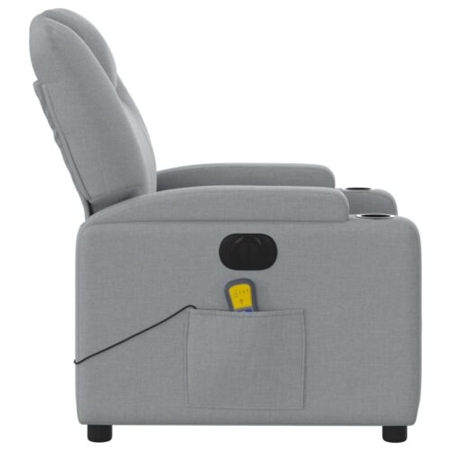 Electric Massage Recliner Chair Light Grey Fabric - Image 9