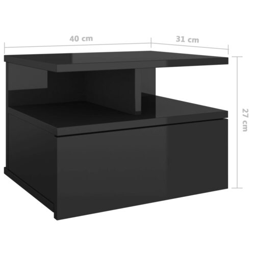 Floating Nightstands 2pcs High Gloss Black 40x31x27cm Engineered Wood - Image 7