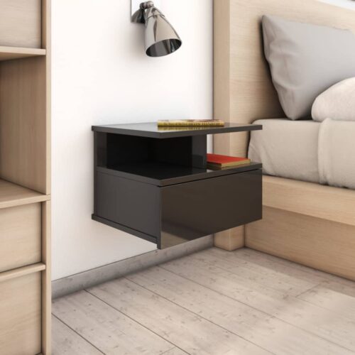 Floating Nightstands 2pcs High Gloss Black 40x31x27cm Engineered Wood - Image 8