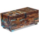 Rustic Reclaimed Wood Timber Coffee Tea Table Lock Box Chest Sofa Side Storage 80cm