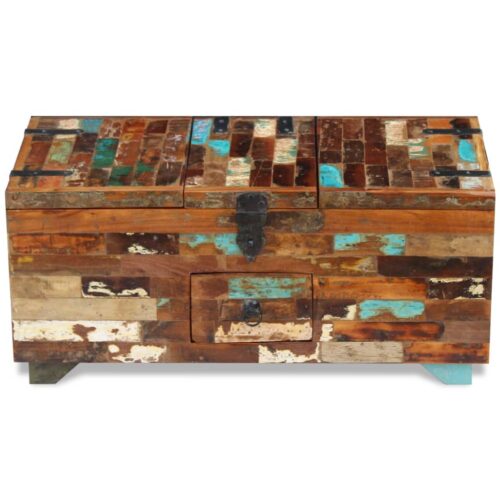 Rustic Reclaimed Wood Timber Coffee Tea Table Lock Box Chest Sofa Side Storage 80cm - Image 6